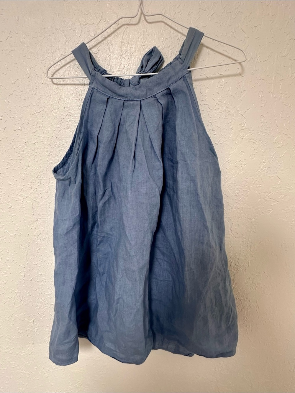 Bellambia Made in Italy 100% Linen Elastic Hem Blouse Blue - Women’s L